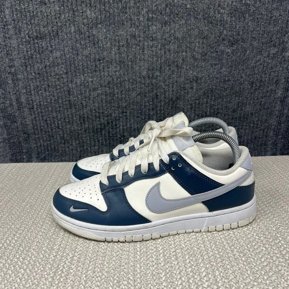 Nike Dunk Low Sail Navy Blue White Wolf Grey Shoes Women’s 8.5 HV2390-100